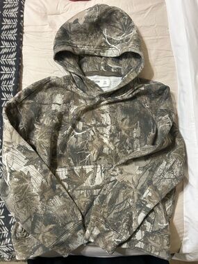 Hollister Olive-Brown Camo Lightweight Hooded Shirt Jacket